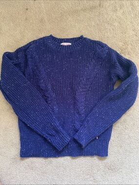 Joe Fresh Navy Speckled Cable-Pattern Sweater